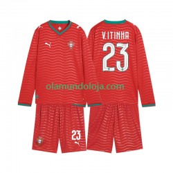 Camisola Portugal Vitinha 23 Criança Equipamento Primeiro Copa do Mundo 2026 Manga Comprida